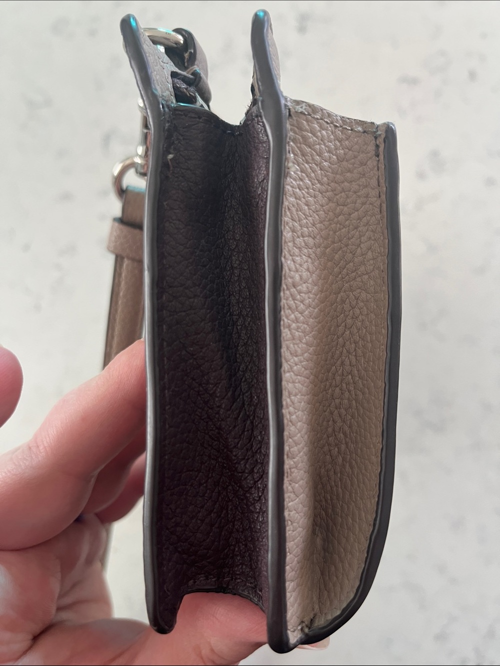Coach Taupe Leather Pebbled Crossbody Bag - Picture 11 of 11